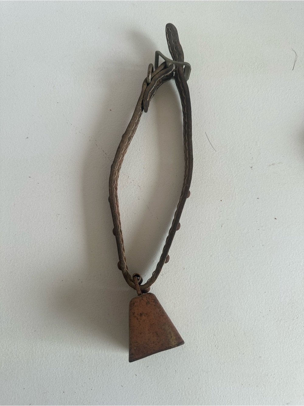Vintage Brown Leather Goat | Sheep Collar with Metal Bell